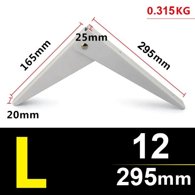 2 Pack 8-20Inch White Triangle Folding Angle Bracket Adjustable Wall Mounted Durable Bearing Shelf Bracket DIY Home Table Bench