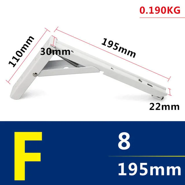 2 Pack 8-20Inch White Triangle Folding Angle Bracket Adjustable Wall Mounted Durable Bearing Shelf Bracket DIY Home Table Bench