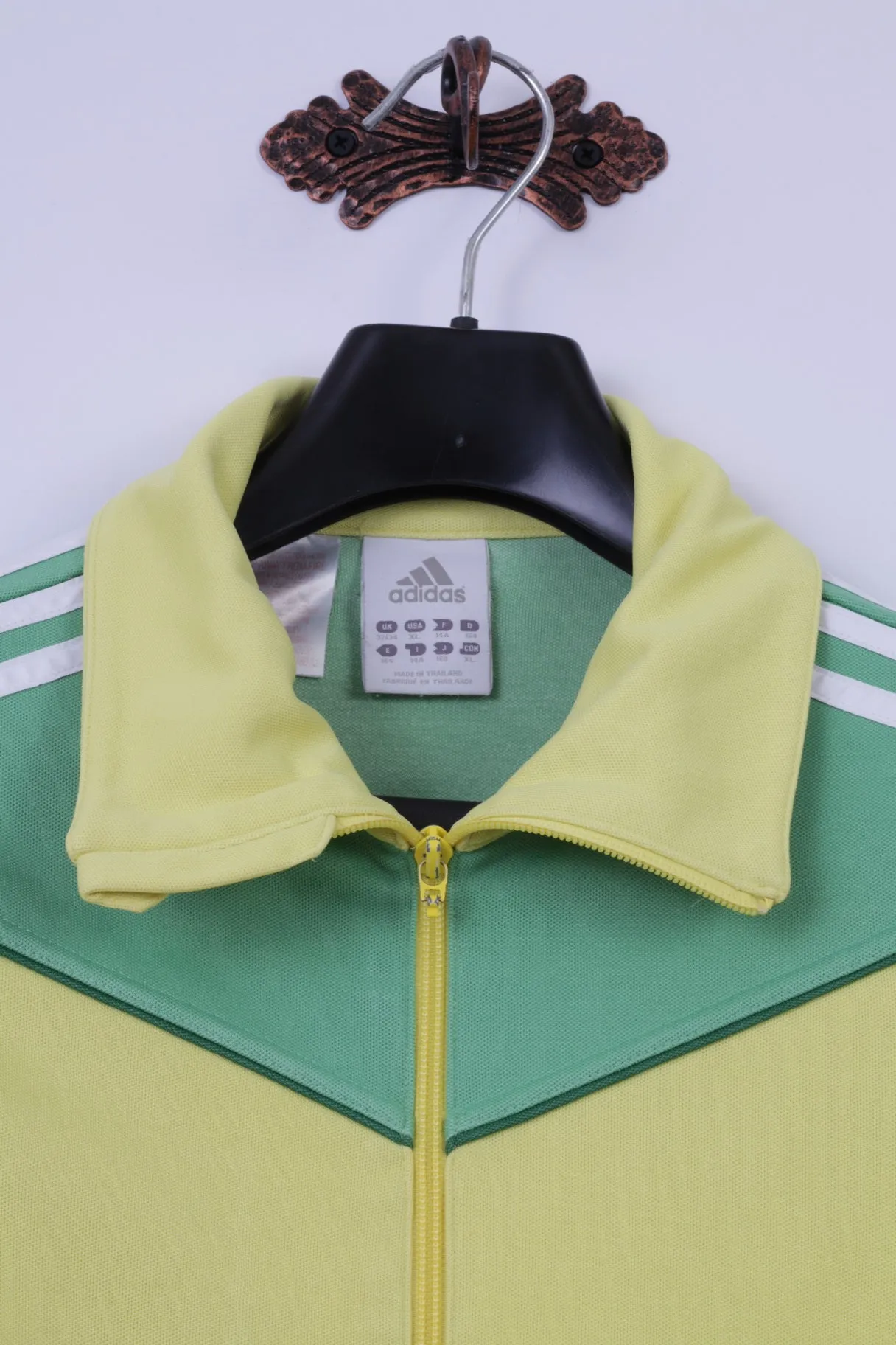 Adidas Girls 14 Age 164 Sweatshirt Yellow Zip Up 3 Stripe Track Top Unisex