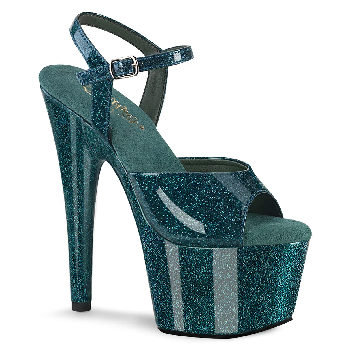 ADORE-709GP Teal Glitter 7 Inch Heel Pole Dancing Shoes