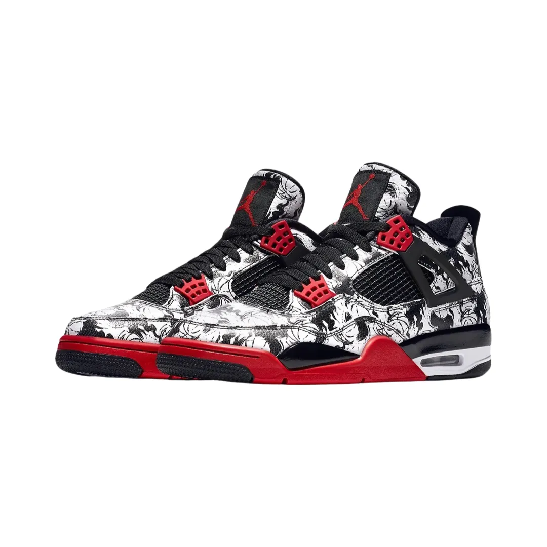 Air Jordan 4 Retro Tattoo 2018 White Fire Red Black