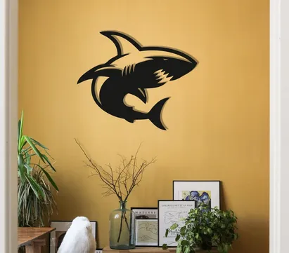 Angry Shark Wood Wall Art