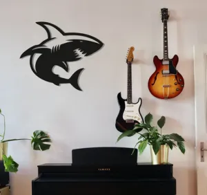 Angry Shark Wood Wall Art