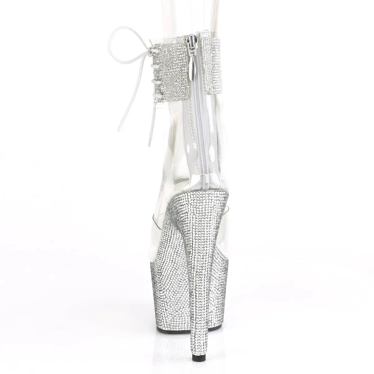 BEJEWELED-724RS Silver & Clear Ankle Sandal High Heel