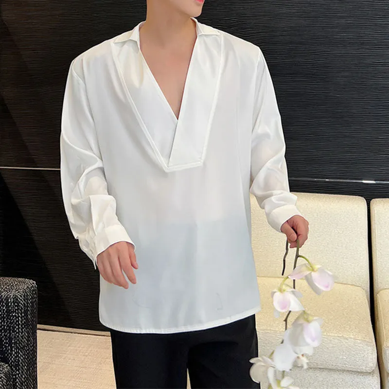 Big V-neck Long-sleeved Shirt