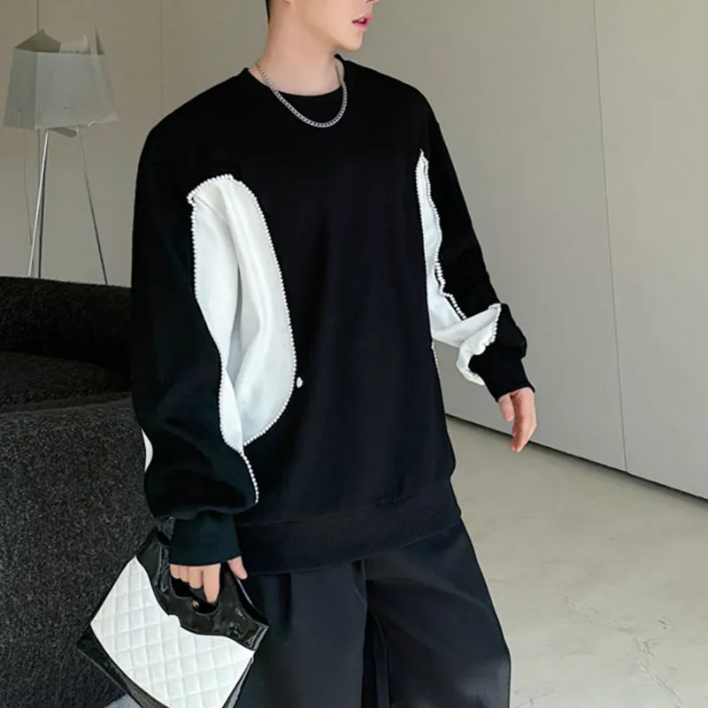 Black and White Contrast Chain Casual Sweatshirt