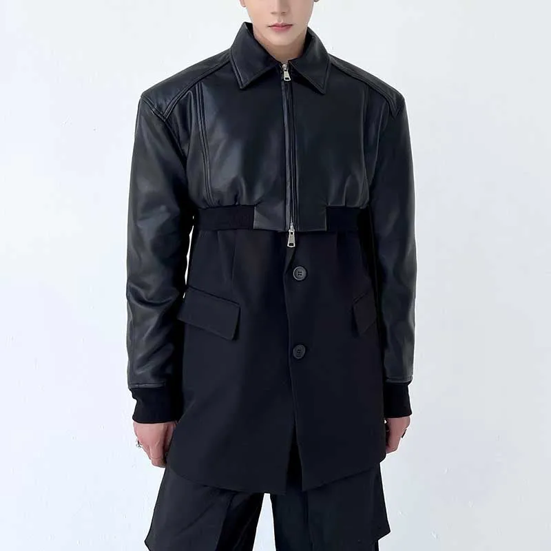 Black Short Zip PU Leather Jacket