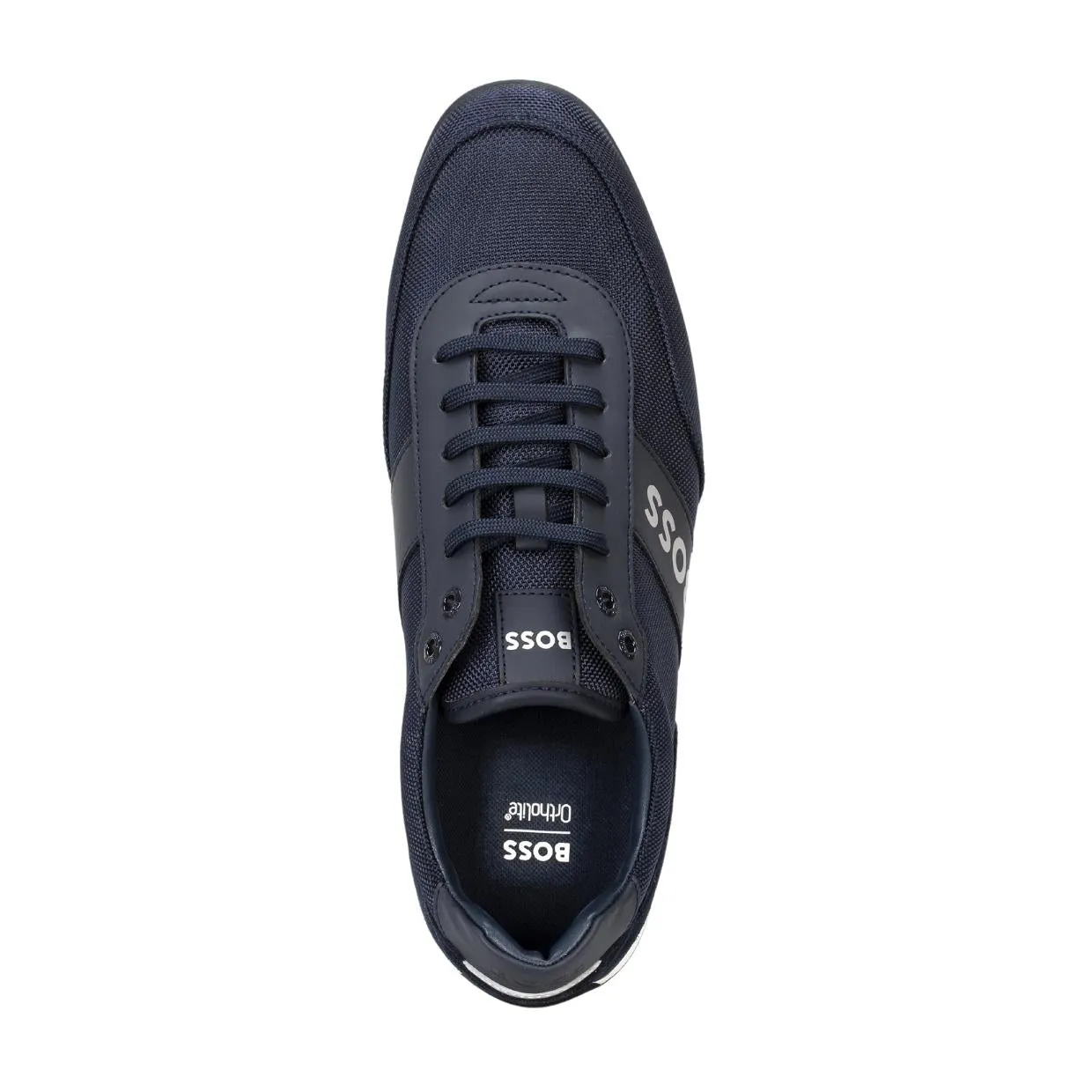 BOSS Navy Saturn Logo Low Top Trainers