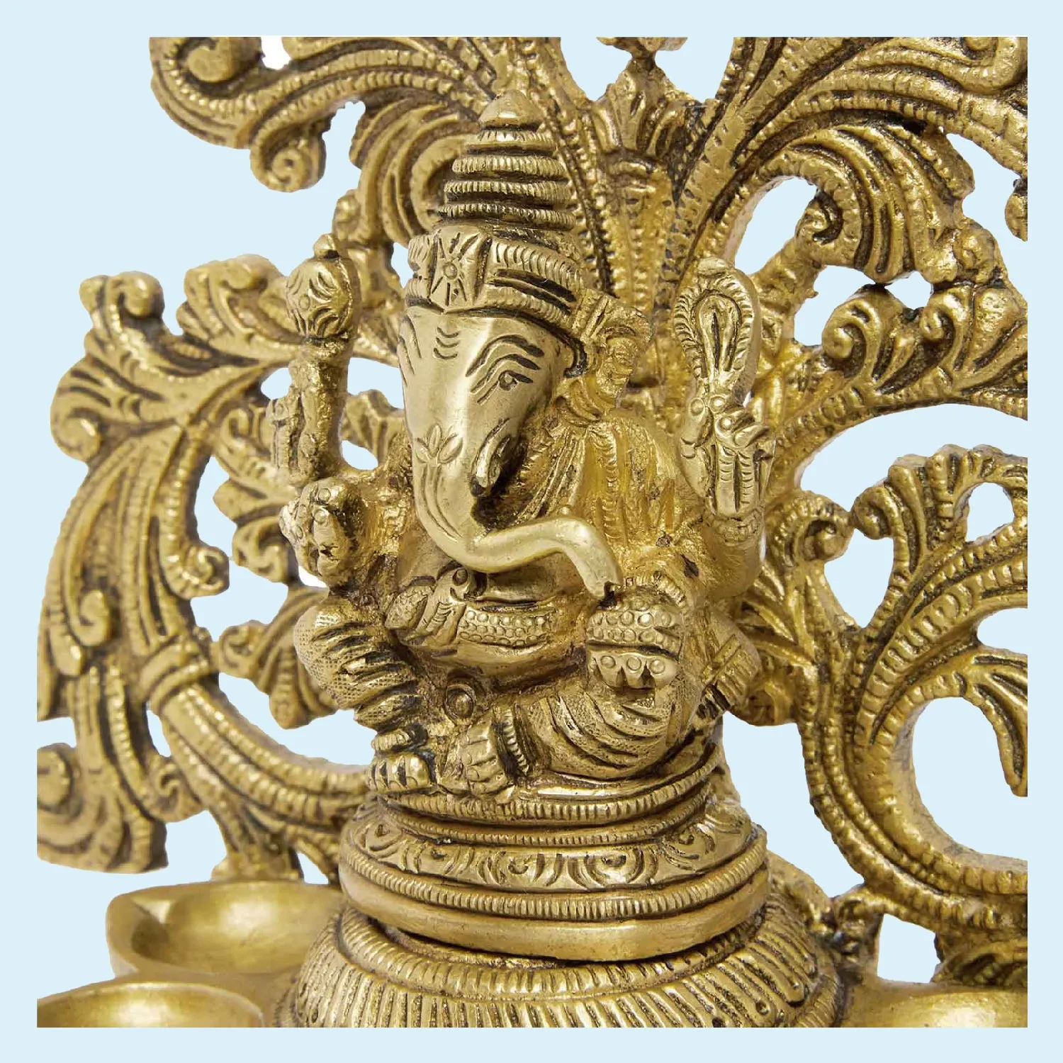 Brass Ganesha Jaali Deepak 6.75 in