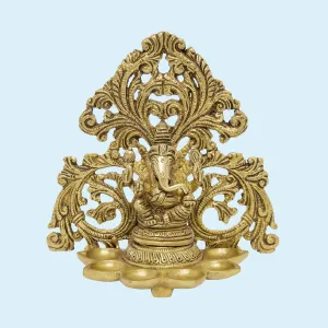 Brass Ganesha Jaali Deepak 6.75 in