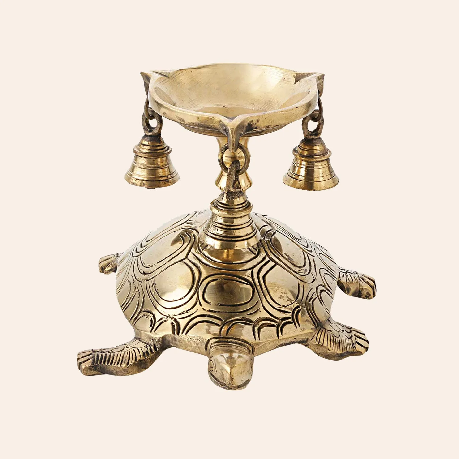 Brass Tortoise Base Aarti Deepak 6 in