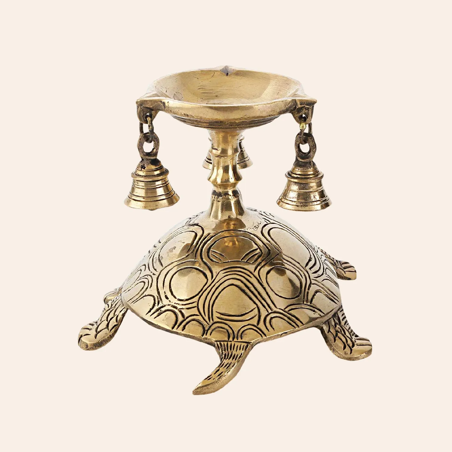 Brass Tortoise Base Aarti Deepak 6 in