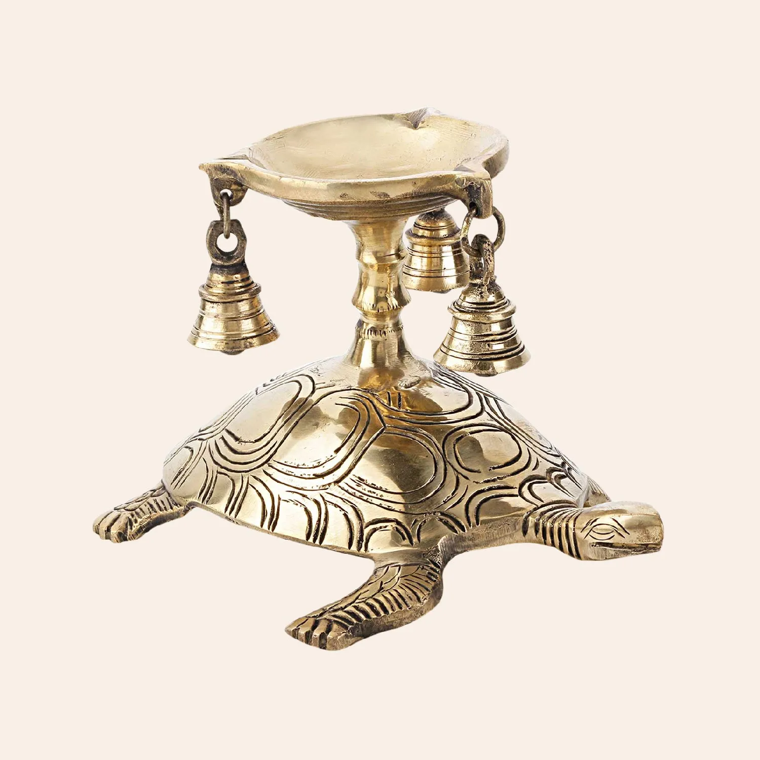 Brass Tortoise Base Aarti Deepak 6 in