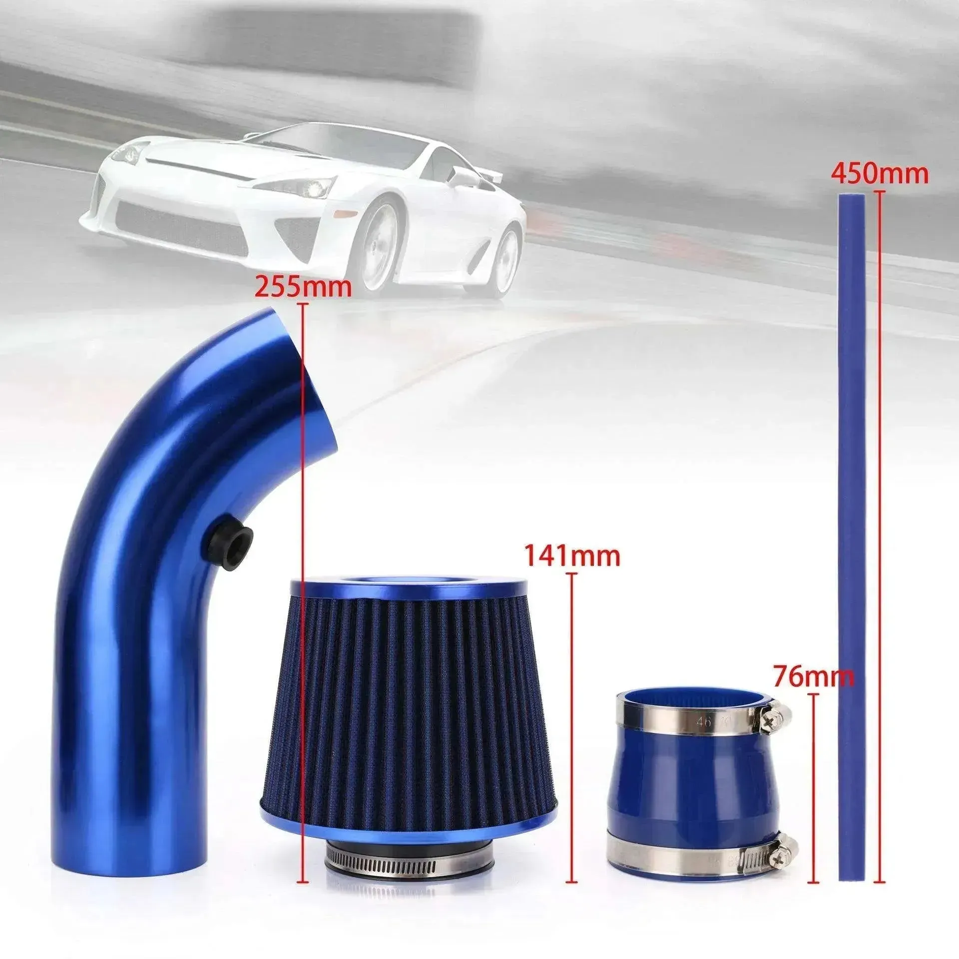 Car General Modified 76mm 3inch Air Filter Mushroom Head Intake Set