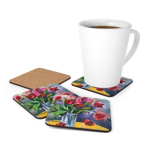 Corkwood Coaster Set - Poppy Party