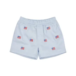 Critter Sheffield Shorts - Buckhead Blue & American Flag Embroidery with Multicolor Stork