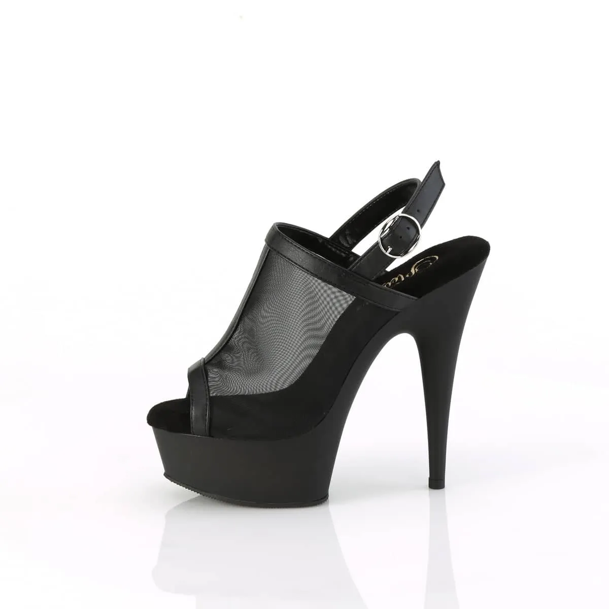 DELIGHT-636 Black Ankle Peep Toe High Heel