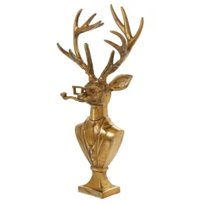 Eric   Eloise Bronze-Finished Aluminum Frankie the Stag Bust: Elegant Tabletop and Mantel Decor