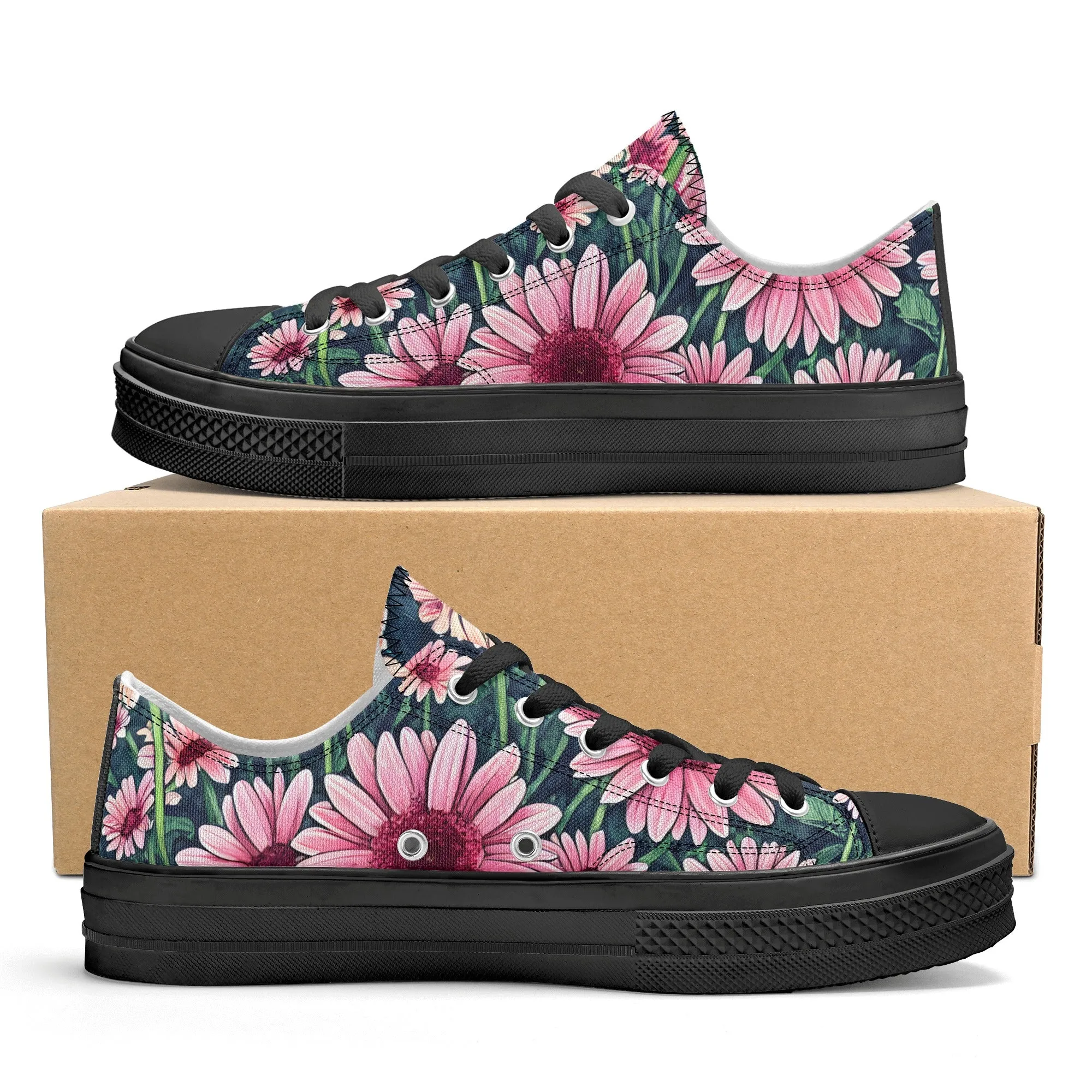 Gerbera Daisy Flowers Collection - Mens Classic Low Top Canvas Shoes for Garden Lovers