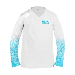 Girls Performance Long Sleeve Shirt | White | Tidal Waves