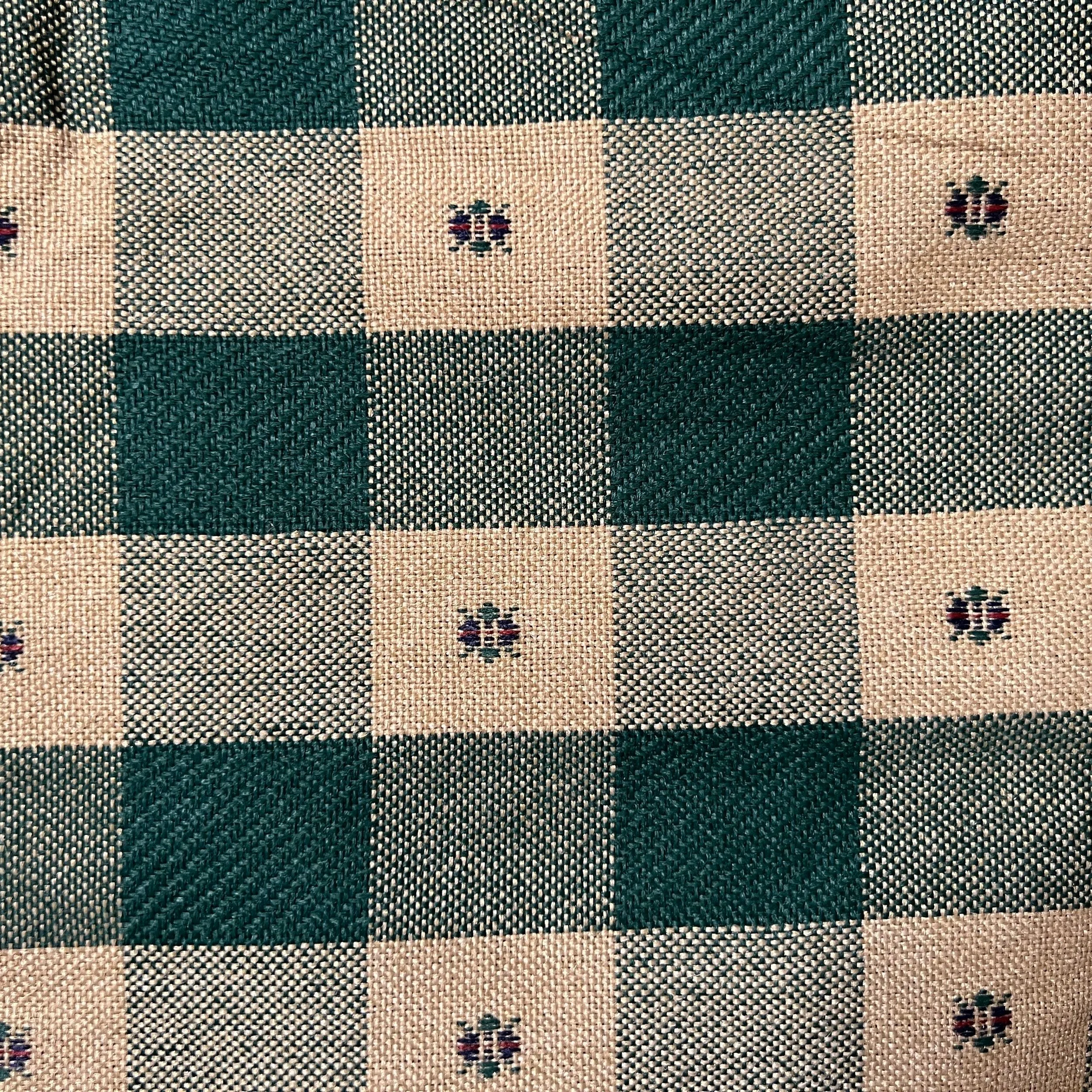 Green and Tan Check Upholstery: 3 yds