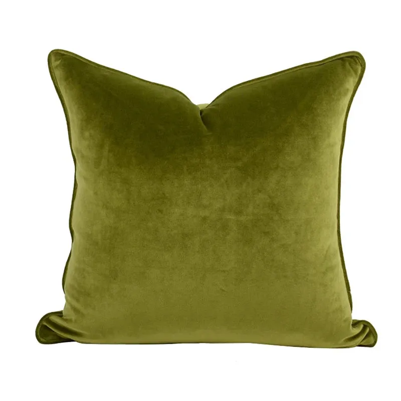 Green Velvet Throw Pillow Cover