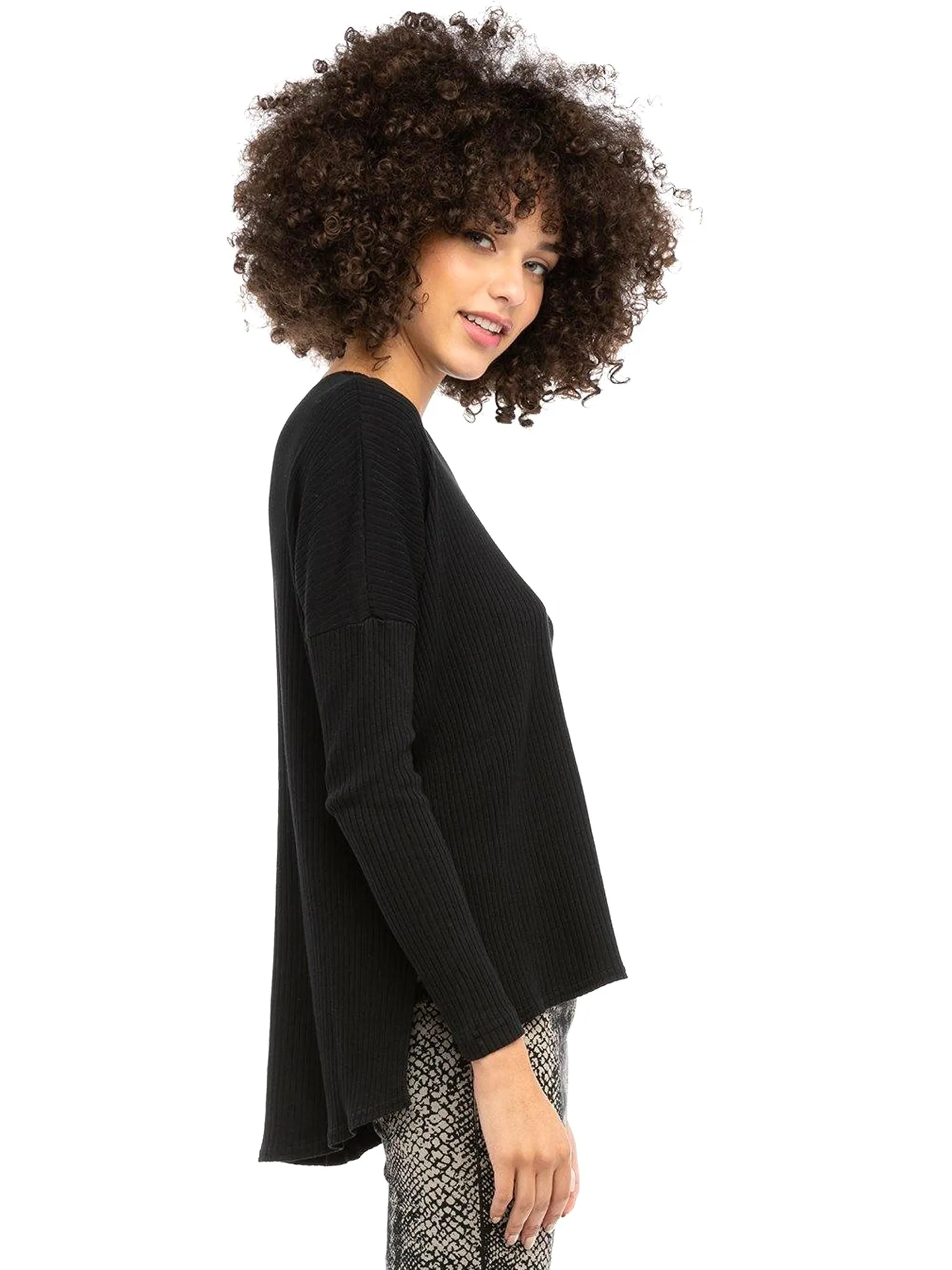 Hard Tail Long Sleeve High-Low Slouchy Tee (CMR-09)