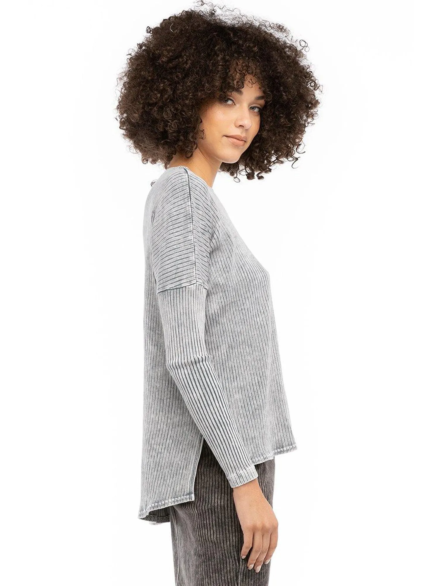 Hard Tail Long Sleeve High-Low Slouchy Tee (CMR-09)