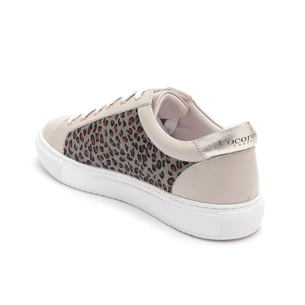 Hoxton - Dove Grey  with Grey Leopard Leather Trainers