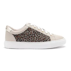 Hoxton - Dove Grey  with Grey Leopard Leather Trainers