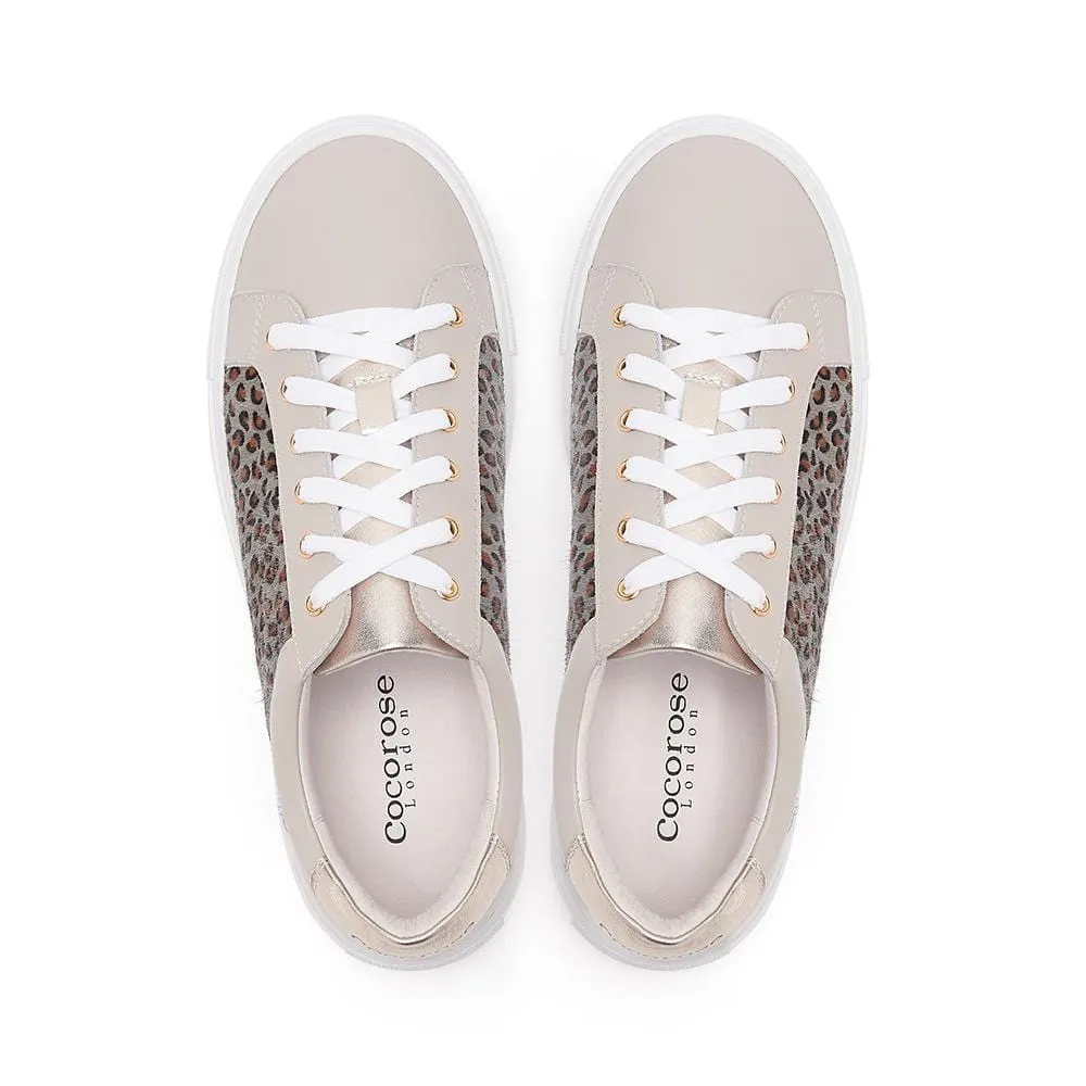 Hoxton - Dove Grey  with Grey Leopard Leather Trainers