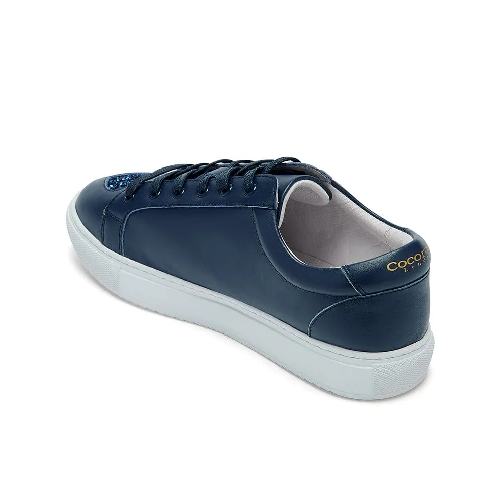 Hoxton - Navy with Navy Glitter Hearts Trainers