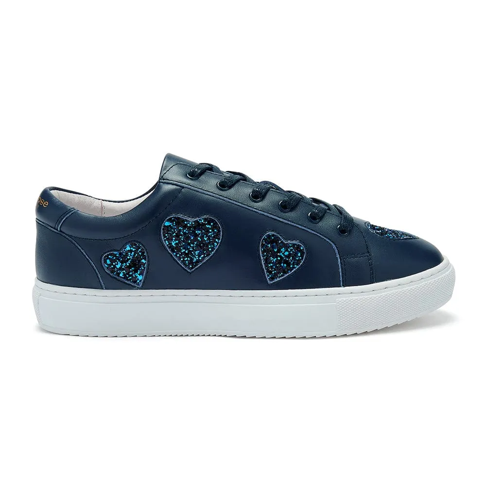 Hoxton - Navy with Navy Glitter Hearts Trainers