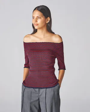 Indigo & Red Stripe Yama Knit