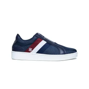 Men's Bishop Blue White Red Nylon Leather Sneakers 01713-551