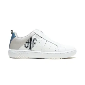 Men's Icon 2.0 White Gray Blue Logo Leather Sneakers 06542-089