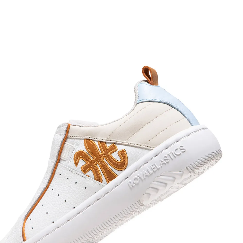 Men's Icon 2.0 White Orange Blue Logo Leather Sneakers 06533-025