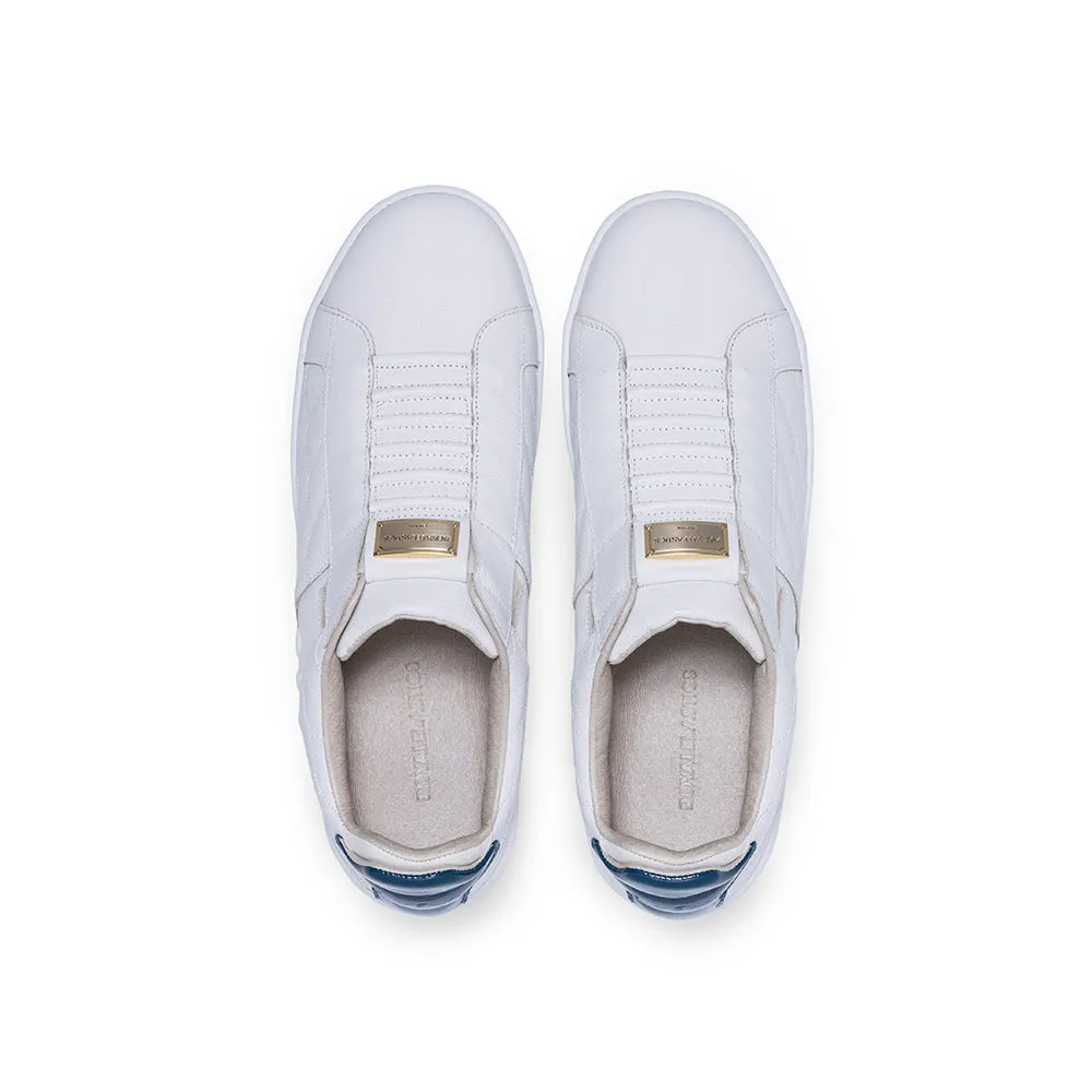 Men's Icon Lux White Blue Leather Sneakers 02523-005