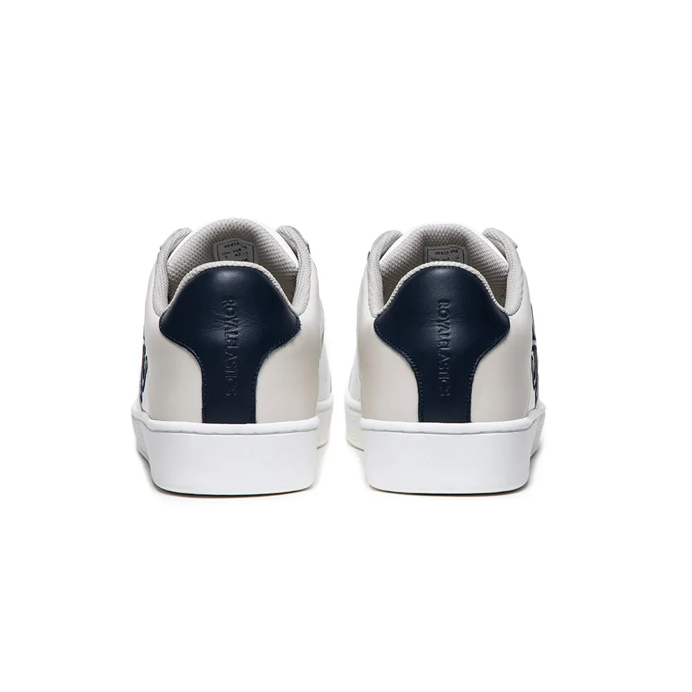 Men's Icon White Blue Gray Logo Leather Sneakers 01923-058