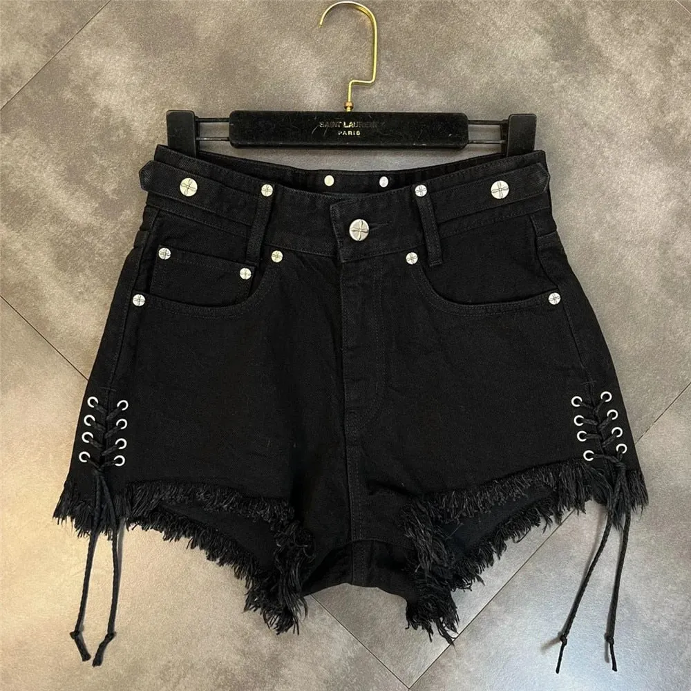 Alternative Midnight Express Black Lace-Up Shorts