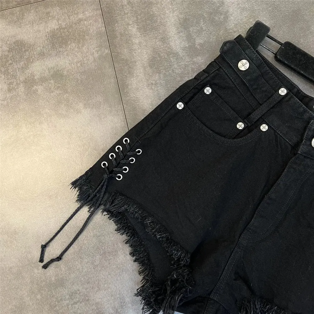 Alternative Midnight Express Black Lace-Up Shorts