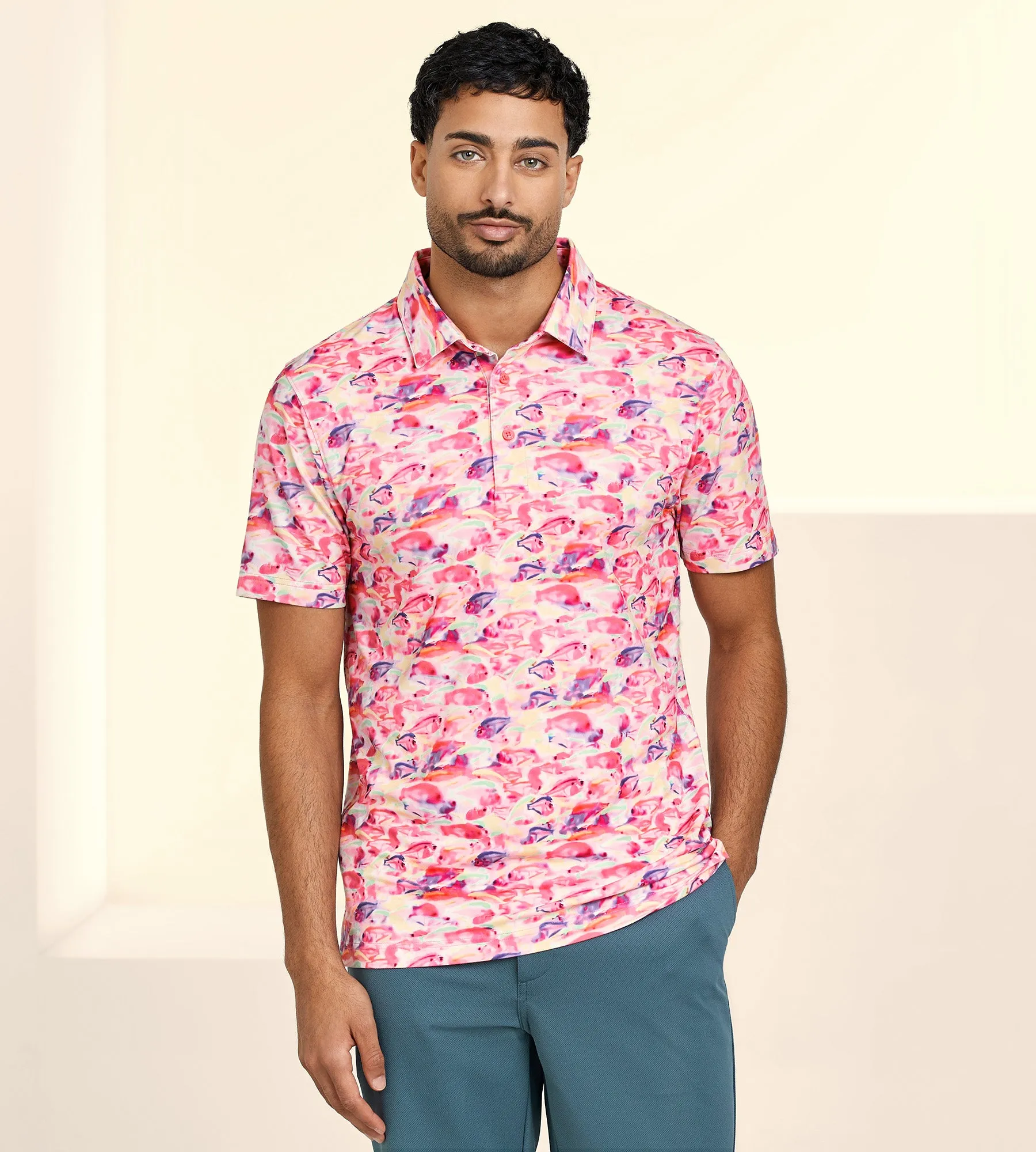 Modern Fit Printed Performance Polo