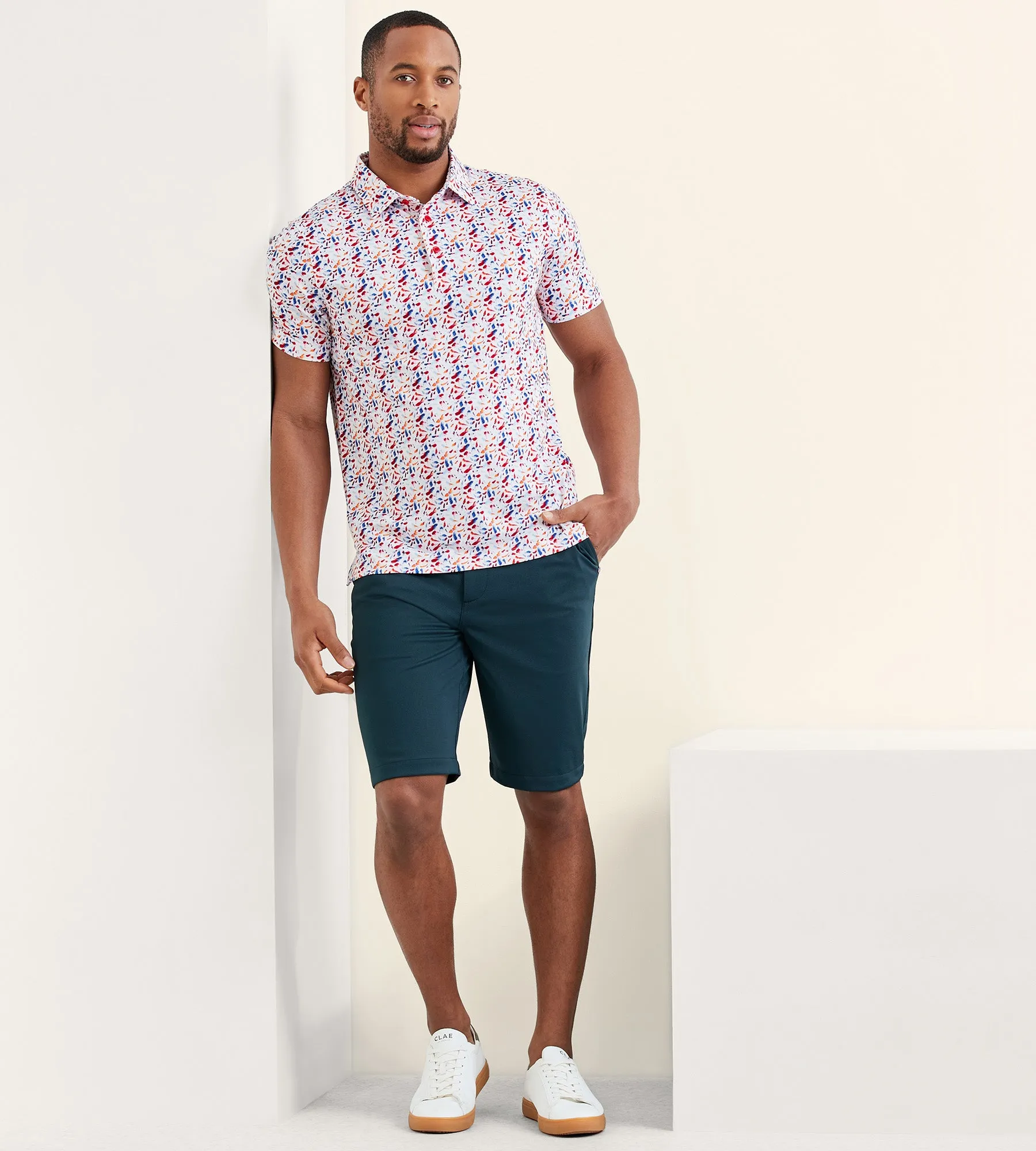 Modern Fit Printed Performance Polo