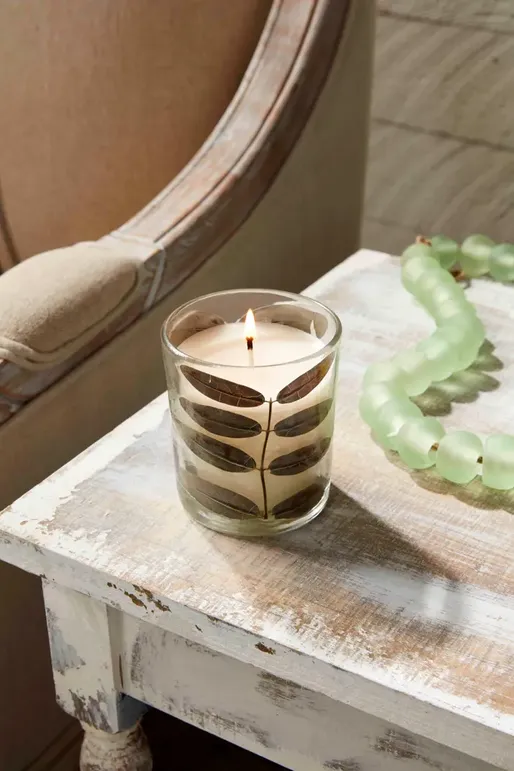 Mudpie Glass Leaf Candle