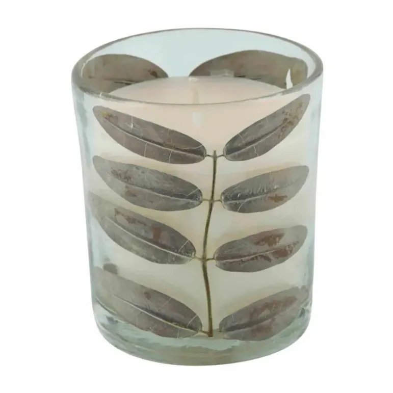 Mudpie Glass Leaf Candle