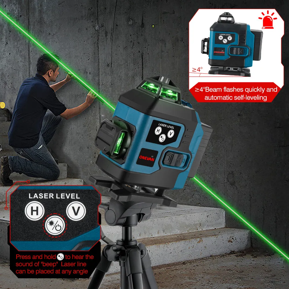 ONEVAN 16 Lines 4D Display Green Laser Level