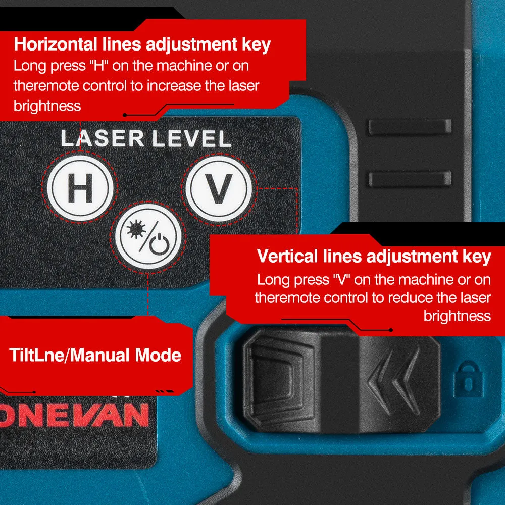 ONEVAN 16 Lines 4D Display Green Laser Level