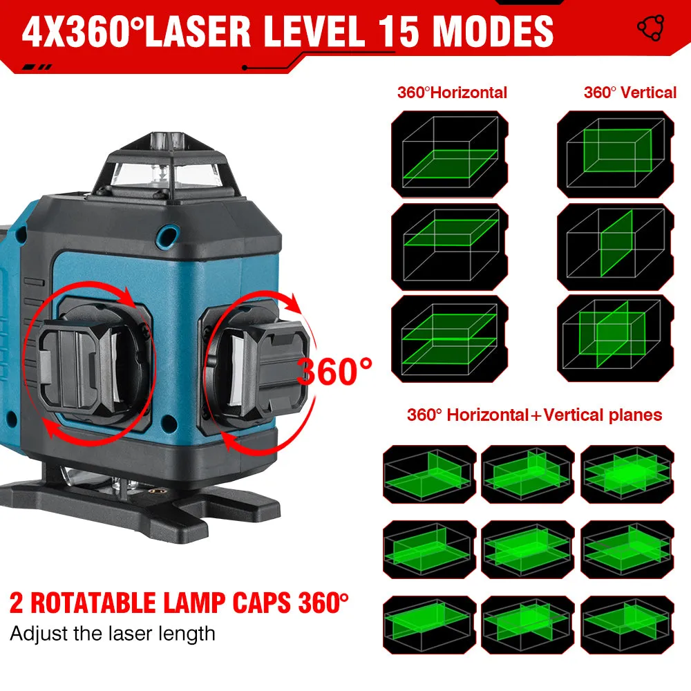 ONEVAN 16 Lines 4D Display Green Laser Level