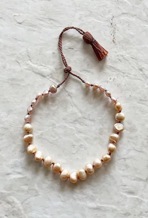 Peach Pearl Tassel Bracelet