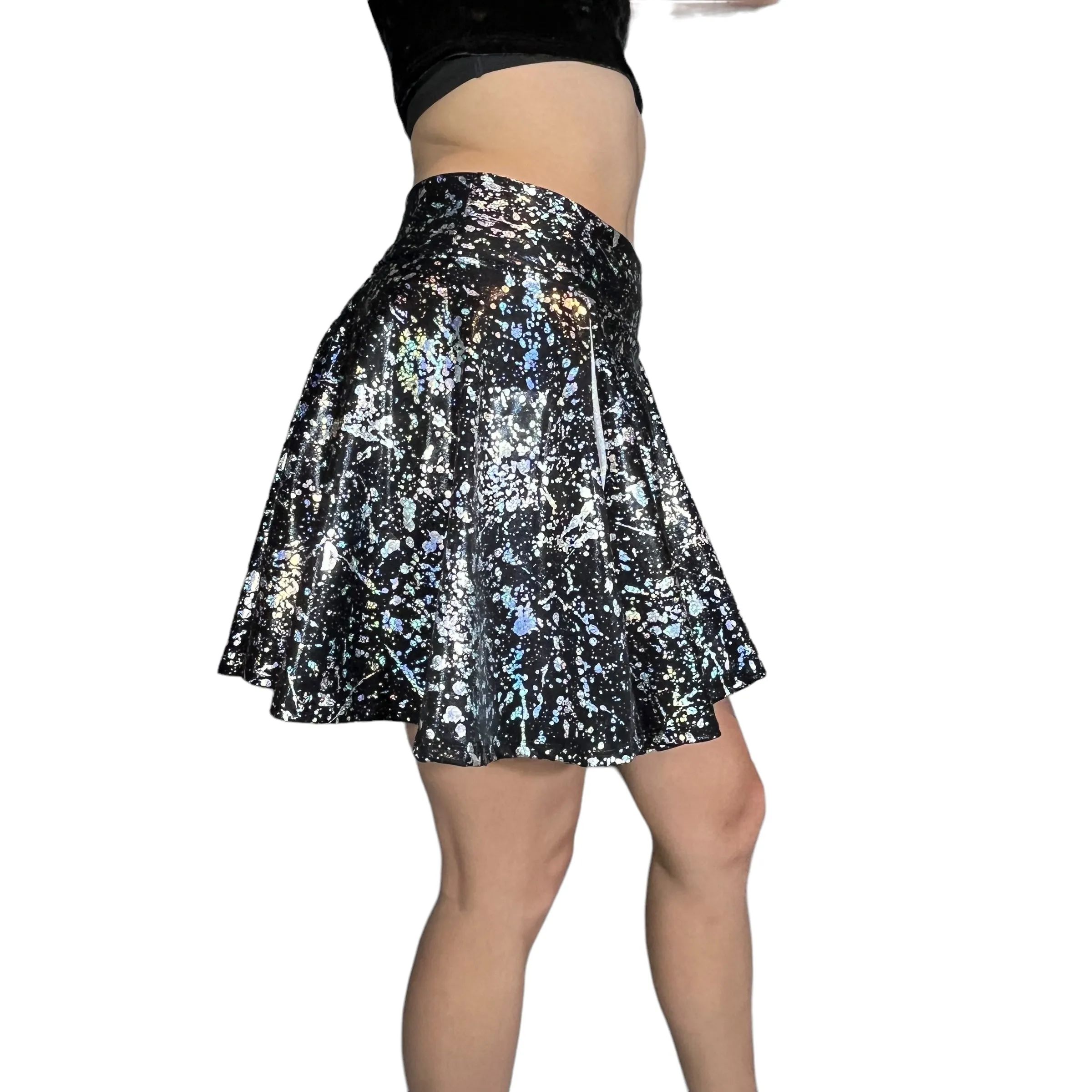 Pleated Skater Skirt - Holo Splatter